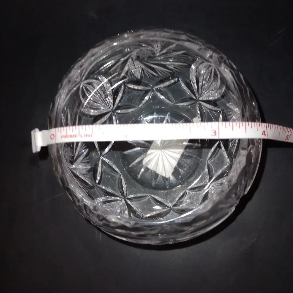 🆕🌹Vintage Lead Crystal Cut Glass Round Rose Bowl Vase